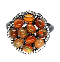 Load image in the gallery viewer, Fire Opal and White Topaz Ring / Size 9 (19)