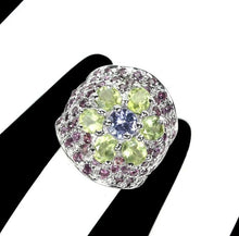 Load image in the gallery viewer, Tanzanite, Peridot and Rhodolite Ring / Size 8 (17)