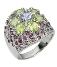 Load image in the gallery viewer, Tanzanite, Peridot and Rhodolite Ring / Size 8 (17)