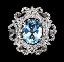 Load image in the gallery viewer, Sky Blue Topaz and White Topaz Ring / Size 8 (17)