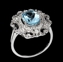 Load image in the gallery viewer, Sky Blue Topaz and White Topaz Ring / Size 8 (17)