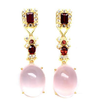 Load image in the gallery viewer, Rose Quartz, Rhodolite and White Topaz Earrings