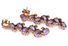 Upload image to the gallery viewer, Amethyst and White Topaz Rose Gold Long Earrings