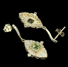 Load image in the gallery viewer, Peridot and White Topaz Gold Earrings