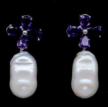 Load image in the gallery viewer, Baroque Pearl and Amethyst Earrings