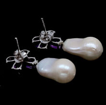 Load image in the gallery viewer, Baroque Pearl and Amethyst Earrings