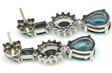 Load image in the gallery viewer, London Blue Topaz and White Topaz Hoops