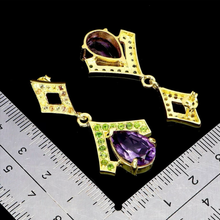 Upload image to gallery viewer, Amethyst, Tsavorite and Colored Sapphire Earrings