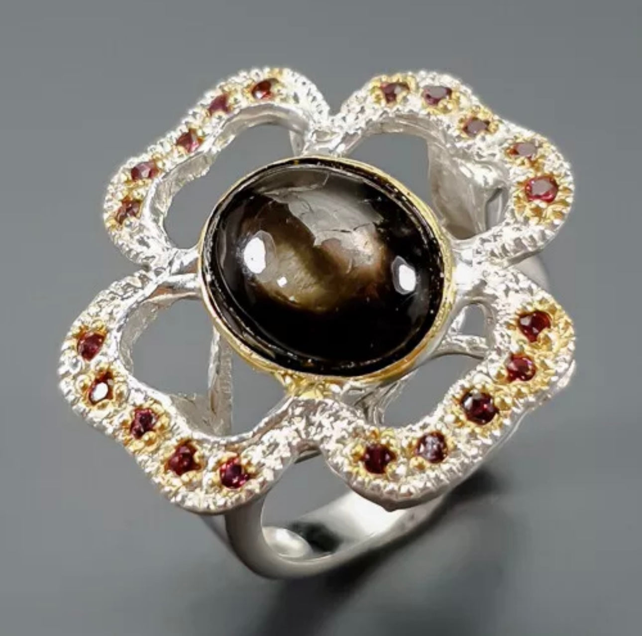 Anillo Zafiro Negro Estrllado - Main Image