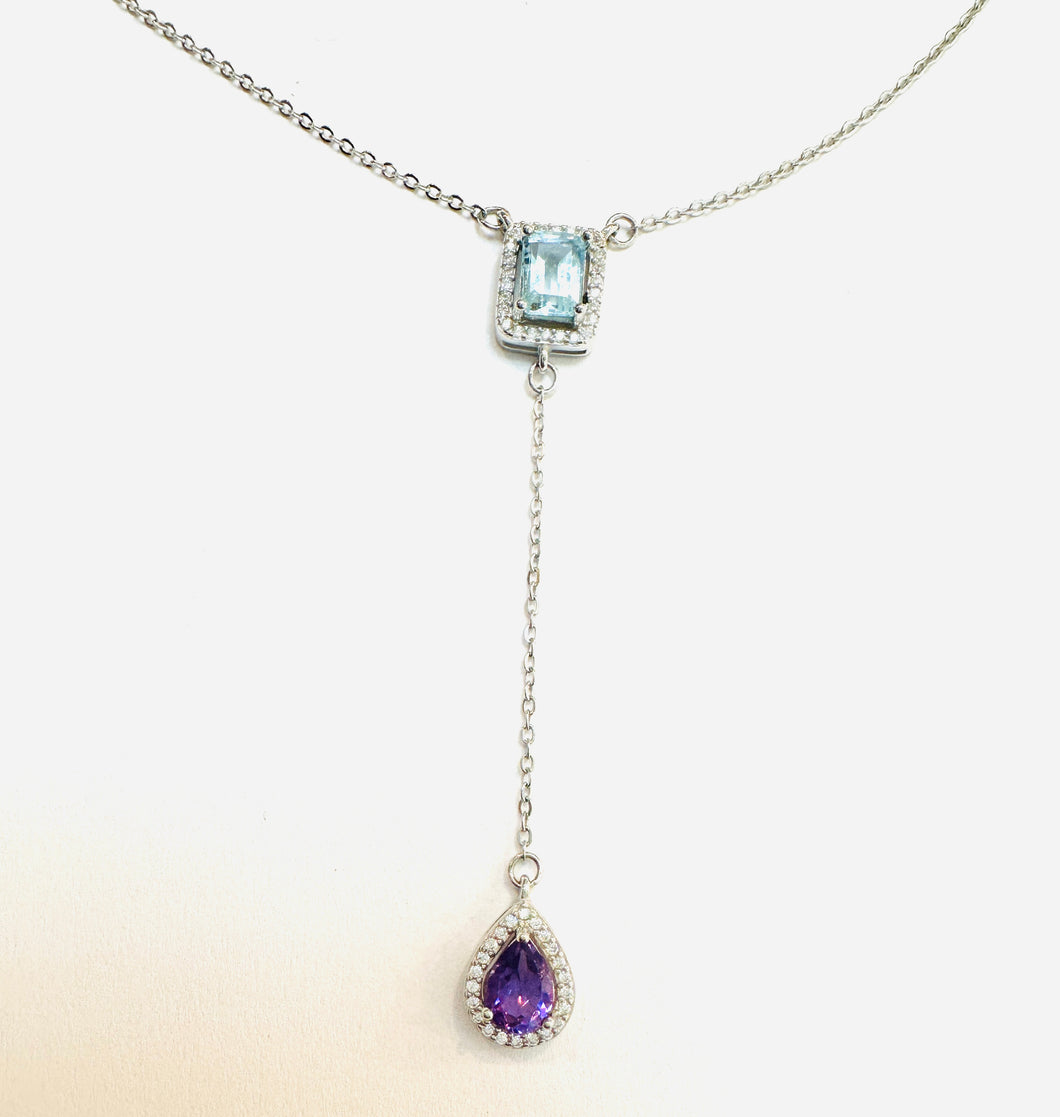 Collar Topacio Sky Blue, Amatista y Topacio Blanco