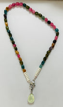 Load image in gallery viewer, Colorful Tourmaline Necklace and Prehnite Pendant