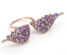 Load image in the gallery viewer, Tanzanite and White Topaz Wings Ring Rose Gold / Adjustable between sizes 8 (17) and 10 (22)