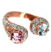 Upload image to the gallery viewer, Sky Blue Rose Gold Tourmaline and Topaz Ring / Size 6,5 (13)
