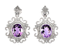 Load image in the gallery viewer, Amethyst and White Topaz Art Deco Earrings