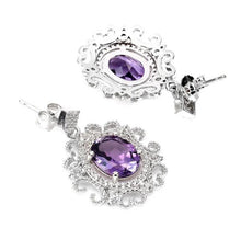 Load image in the gallery viewer, Amethyst and White Topaz Art Deco Earrings