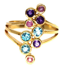 Load image in gallery viewer, Amethyst, Ruby and Sky Blue Topaz Ring / Size 7,5 (15)