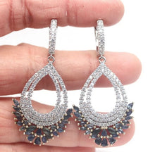 Load image in the gallery viewer, Sapphire and White Topaz Earrings