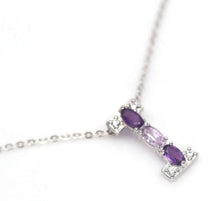 Load image in gallery viewer, Letter “I” Necklace, Purple Amethyst, Pink Amethyst from France and White Topaz