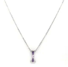 Load image in gallery viewer, Letter “I” Necklace, Purple Amethyst, Pink Amethyst from France and White Topaz