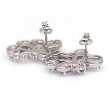 Load image in gallery viewer, Amethyst, Sky Blue Topaz and White Topaz Hoops