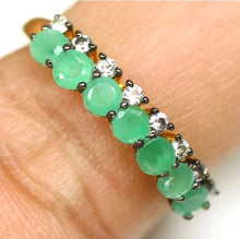 Load image in gallery viewer, Medium Double Emerald and White Topaz Ring / Size 7 (14)