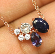 Load image in gallery viewer, Sapphire, Iolite and White Topaz Necklace