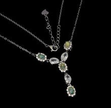 Load image in gallery viewer, Rainbow Fire Opal and White Topaz Necklace
