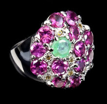 Load image in gallery viewer, Emerald, Rhodolite and Yellow Sapphire Ring / Size 7 (14)