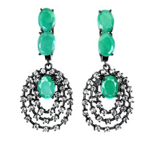 Load image in gallery viewer, Emerald Oval Hoops