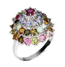 Load image in gallery viewer, Colorful Tourmaline and Tanzanite Ring / Size 9,5 (20)