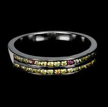 Load image in gallery viewer, Medium Double Band Ring with Colored Sapphires / Size 9 (19)