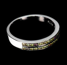 Load image in gallery viewer, Medium Double Band Ring with Colored Sapphires / Size 9 (19)