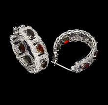 Load image in gallery viewer, Black Opal Hoop Earrings