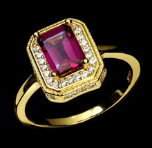 Load image in gallery viewer, Rhodolite and White Topaz Ring Gold / Size 6 (12)