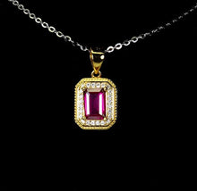 Load image in gallery viewer, Rhodolite and White Topaz Gold Pendant