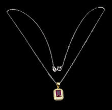 Load image in gallery viewer, Rhodolite and White Topaz Gold Pendant