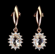 Load image in gallery viewer, Rose Gold Morganite and White Topaz Earrings