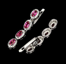 Load image in gallery viewer, Mystic Pink Topaz and White Topaz Hoops