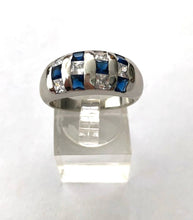 Load image in gallery viewer, Blue Topaz Bombé Ring White Topaz / Size 9 (19)