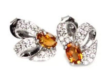 Load image in gallery viewer, Golden Citrine and White Topaz Hoops