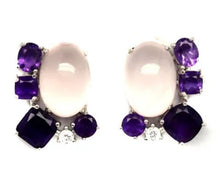 Load image in gallery viewer, Pink Quartz and Amethyst Hoops