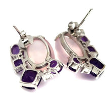 Load image in gallery viewer, Pink Quartz and Amethyst Hoops