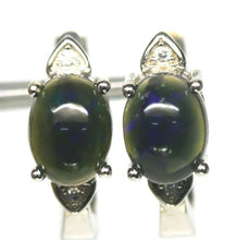Load image in gallery viewer, Black Opal and White Topaz Hoops