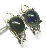 Load image in gallery viewer, Black Opal and White Topaz Hoops