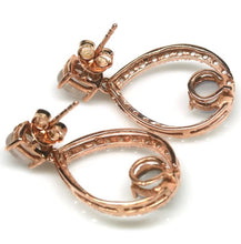 Load image in gallery viewer, Moonstone and White Topaz Rose Gold Hoops