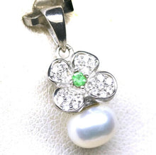 Load image in gallery viewer, River Pearl, Tsavorite and White Topaz Pendant