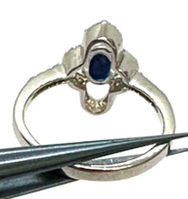 Upload an image to the gallery viewer, Oval Sapphire and White Topaz Ring / Size 6 (12)