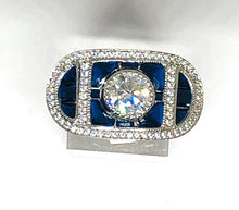 Load image in gallery viewer, Art Deco Moissanite and Sapphire Ring