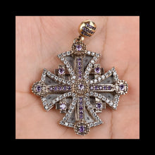 Load image in the gallery viewer, Amethyst Cross and White Topaz