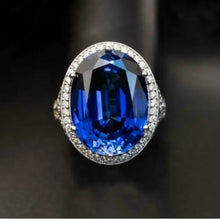 Upload image to the gallery viewer, Oval Sapphire and Moissanite Ring / Size 5,5 (11)